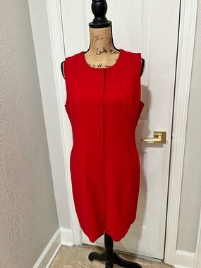 Wayf Red Sleeveless Button-Front Mini Dress
